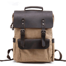 Lade das Bild in den Galerie-Viewer, Vintage Leather And Canvas Backpack- College Students School Bookbag Yososo Mart
