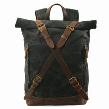 Load image into Gallery viewer, Vintage Oil Waxed Canvas And Leather Backpack Yososo Mart
